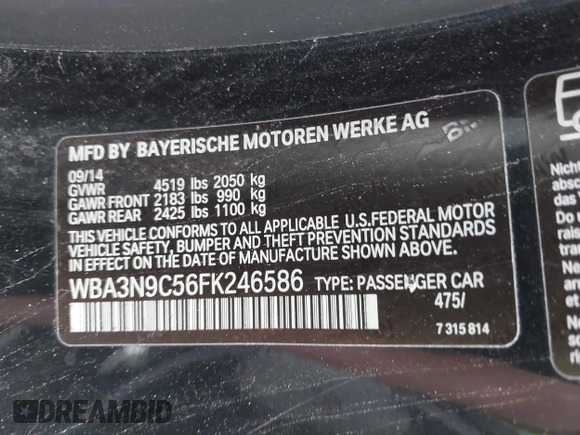 2015 BMW 4 Series 428i xDrive z VIN WBA3N9C56FK246586, wystawiony jako IAAI lot #40138540 z przebiegiem 127 512 mil mil oraz . Historia ofert i sprzedaży dostępna na DreamBid. Obrazek 9.