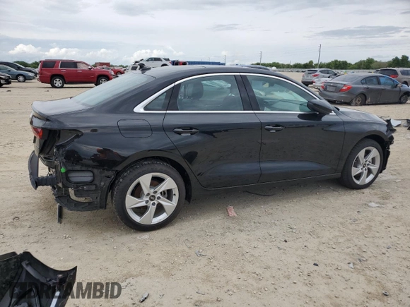 2023 Audi A3 Premium with VIN WAUGUDGY2PA108725, listed as a Copart auction lot 44036844 with 29 mi miles. Bid and sale history available at carsss.com. Image 3.