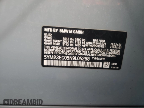2022 BMW X4 M z VIN 5YM23EC05N9L05268, wystawiony jako Copart lot #81892214 z przebiegiem 37 163 mil mil oraz Szkody całkowita. Historia ofert i sprzedaży dostępna na DreamBid. Obrazek 13.