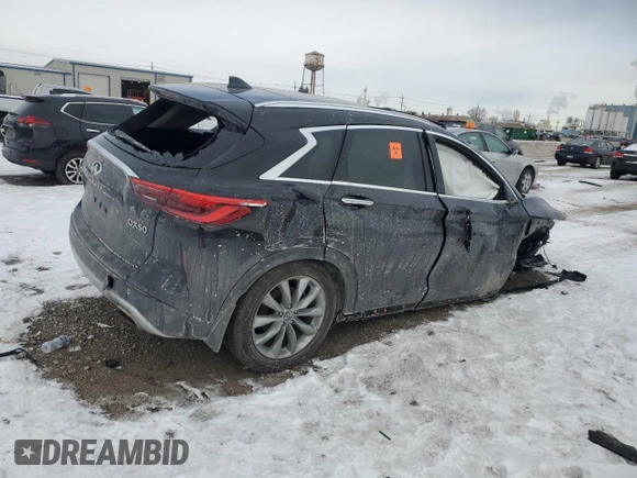 2021 Infiniti QX50 Luxe with VIN 3PCAJ5BB0MF114729, listed as a Copart auction lot 45932295 with Not Provided miles and Salvage Title. Bid and sale history available at DreamBid. Image 3.