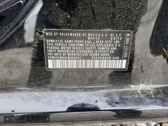2020 Volkswagen Jetta S z VIN 3VWC57BU3LM080822, wystawiony jako Copart lot #51655385 z przebiegiem 94 257 mil mil oraz Szkoda całkowita • Salvage title. Historia ofert i sprzedaży dostępna na DreamBid. Obrazek 13.