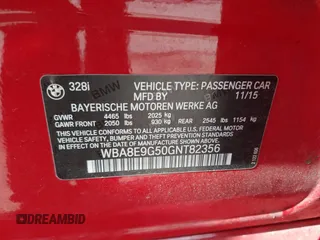 2016 BMW 3 Series 328i with VIN WBA8E9G50GNT82356, listed as a IAAI auction lot 41799119 with 83,337 mi miles. Bid and sale history available at carsss.com. Image 9.