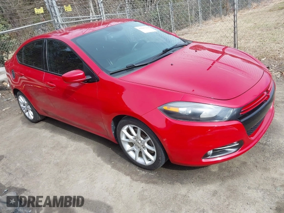 2013 Dodge Dart SXT with VIN 1C3CDFBA2DD198643, listed as a IAAI auction lot 41605169 with 154,917 mi miles. Bid and sale history available at carsss.com. Image 1.