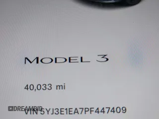 2023 Tesla Model 3 with VIN 5YJ3E1EA7PF447409, listed as a IAAI auction lot 41965416 with 40,033 mi miles and . Bid and sale history available at DreamBid. Image 15.