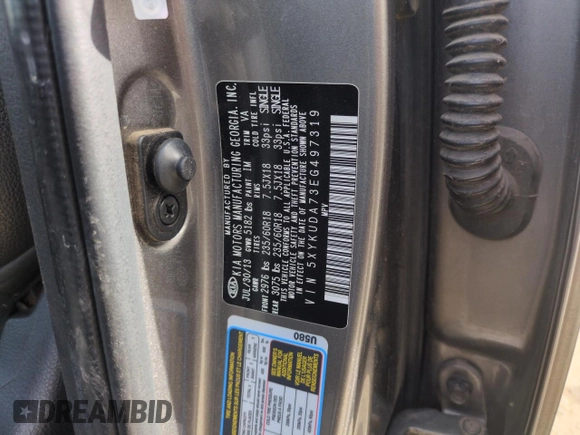 2014 Kia Sorento EX with VIN 5XYKUDA73EG497319, listed as a Copart auction lot 51048785 with 148,936 mi miles and Salvage Title. Bid and sale history available at carsss.com. Image 13.
