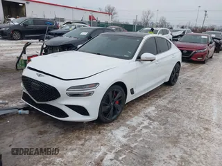 2022 Genesis G70 3.3T with VIN KMTG54TE0NU084062, listed as a IAAI auction lot 41334467 with 39,923 mi miles. Bid and sale history available at carsss.com. Image 2.