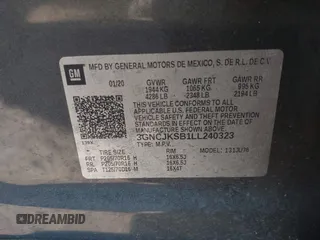 2020 Chevrolet Trax LS with VIN 3GNCJKSB1LL240323, listed as a IAAI auction lot 42011374 with 108,561 mi miles and . Bid and sale history available at carsss.com. Image 9.