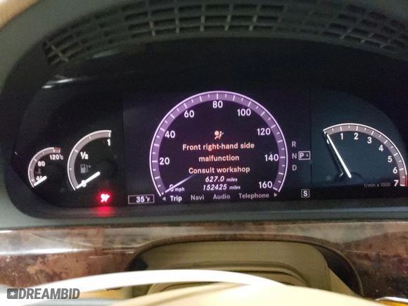 2009 Mercedes-Benz S-Class 5.5L V8 with VIN WDDNG71X79A244831, listed as a Copart auction lot 45943875 with 152,425 mi miles and Salvage Title. Bid and sale history available at carsss.com. Image 9.