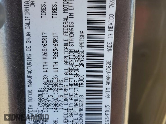 2017 Toyota Tacoma SR5 with VIN 3TMAZ5CNXHM032218, listed as a Copart auction lot 49672275 with 104,244 mi miles and Salvage Title. Bid and sale history available at DreamBid. Image 14.