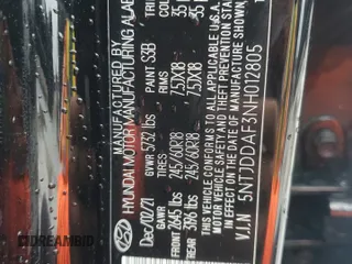2022 Hyundai Santa Cruz SEL Premium z VIN 5NTJDDAF3NH012805, wystawiony jako Copart lot #50432235 z przebiegiem 53 365 mil mil oraz Nie do naprawy • Non repairable. Historia ofert i sprzedaży dostępna na DreamBid. Obrazek 15.