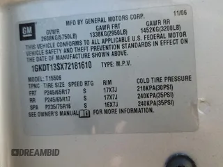 2007 GMC Envoy SLT with VIN 1GKDT13SX72181610, listed as a Copart auction lot 68493434 with Not Provided miles and Salvage Title. Bid and sale history available at carsss.com. Image 12.