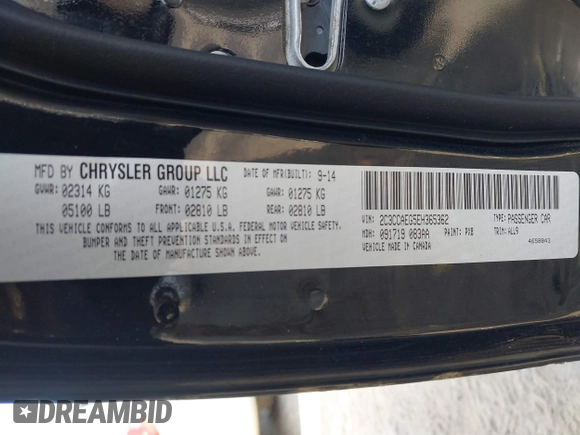 2014 Chrysler 300 with VIN 2C3CCAEG5EH365362, listed as a IAAI auction lot 41835374 with 223,751 mi miles. Bid and sale history available at carsss.com. Image 9.