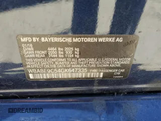 2016 BMW 3 Series 328i z VIN WBA8E9C54GK647335, wystawiony jako Copart lot #56513135 z przebiegiem Nie podano mil oraz Szkoda całkowita • Salvage title. Historia ofert i sprzedaży dostępna na DreamBid. Obrazek 12.