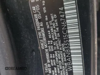 2005 BMW 5 Series 545i with VIN WBANB33515CN67474, listed as a Copart auction lot 47875175 with Not Provided miles and Salvage Title. Bid and sale history available at carsss.com. Image 12.