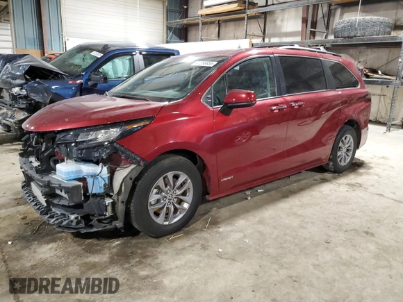 2021 Toyota Sienna XLE with VIN 5TDJRKEC2MS068568, listed as a Copart auction lot 47286955 with 2,523 mi miles and Salvage title. Bid and sale history available at DreamBid. Image 1.