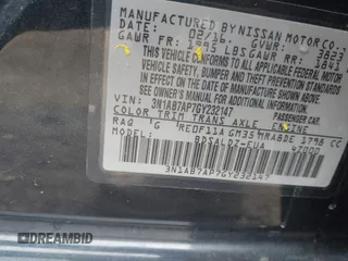 2016 Nissan Sentra S with VIN 3N1AB7AP7GY232147, listed as a IAAI auction lot 41720472 with 169,634 mi miles. Bid and sale history available at carsss.com. Image 9.