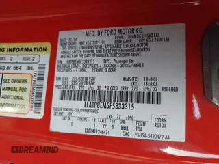 2015 Ford Mustang V6 with VIN 1FATP8EM5F5333315, listed as a IAAI auction lot 40317316 with 141,283 mi miles and . Bid and sale history available at DreamBid. Image 9.