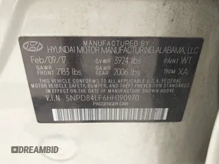 2017 Hyundai Elantra Limited with VIN 5NPD84LF6HH190970, listed as a IAAI auction lot 42342121 with 101,260 mi miles and . Bid and sale history available at DreamBid. Image 9.