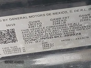 2019 Chevrolet Trax LS with VIN 3GNCJNSB4KL389924, listed as a IAAI auction lot 41662725 with 86,061 mi miles. Bid and sale history available at carsss.com. Image 9.
