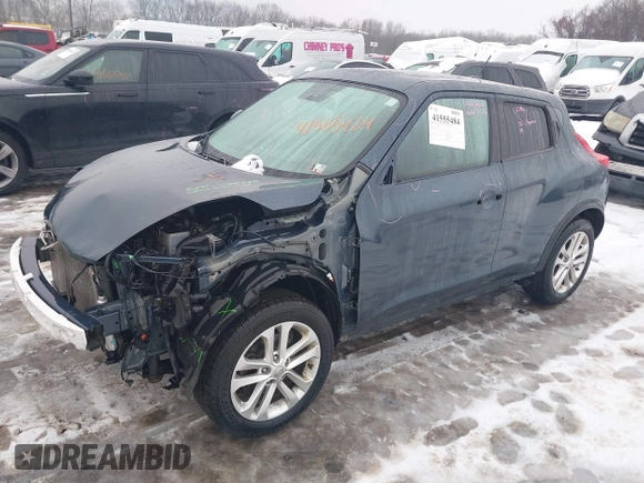 2014 Nissan Juke S with VIN JN8AF5MVXET358075, listed as a IAAI auction lot 41555484 with 122,862 mi miles. Bid and sale history available at carsss.com. Image 2.