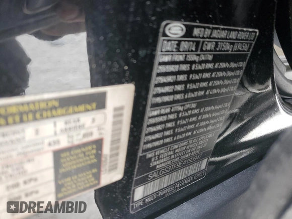 2014 Land Rover Range Rover Supercharged with VIN SALGS3TF9EA193947, listed as a Copart auction lot 89169615 with Not provided miles and Salvage title. Bid and sale history available at DreamBid. Image 14.