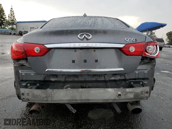 2015 Infiniti Q50 Sport with VIN JN1BV7AP9FM353341, listed as a Copart auction lot 59407675 with 87,181 mi miles and Salvage title. Bid and sale history available at DreamBid. Image 6.
