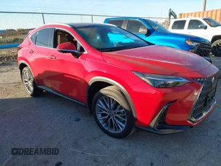 2025 Lexus NX 350 Luxury z VIN 2T2HGCEZ4SC065851, wystawiony jako IAAI lot #41063792 z przebiegiem 1 061 mil mil oraz . Historia ofert i sprzedaży dostępna na DreamBid. Obrazek 1.