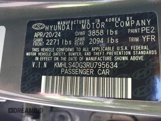 2024 Hyundai Elantra SEL with VIN KMHLS4DG3RU795634, listed as a IAAI auction lot 42506655 with 19,443 mi miles and . Bid and sale history available at DreamBid. Image 9.