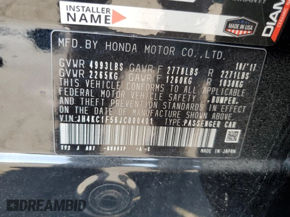 2018 Acura RLX Technology z VIN JH4KC1F56JC000401, wystawiony jako Copart lot #77887434 z przebiegiem 66 986 mil mil oraz Szkoda całkowita • Salvage title. Historia ofert i sprzedaży dostępna na DreamBid. Obrazek 12.