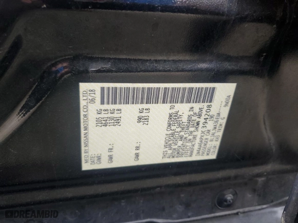 2018 Nissan Maxima SV with VIN 1N4AA6APXJC394208, listed as a Copart auction lot 50433735 with 109,218 mi miles and Salvage Title. Bid and sale history available at carsss.com. Image 13.