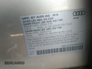 2017 Audi Q3 Premium Plus с VIN WA1JCCFS4HR007220, выставлен на аукционе IAAI как лот 41595856 с пробегом 71 723 миль миль и . История ставок и продаж доступна на DreamBid. Изображение 9.