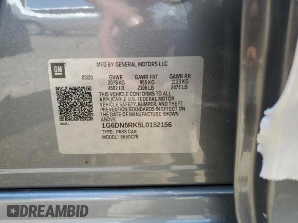 2020 Cadillac CT5 Premium Luxury с VIN 1G6DN5RK5L0152156, выставлен на аукционе Copart как лот 52426385 с пробегом 57 806 миль миль и Списание • Salvage title. История ставок и продаж доступна на DreamBid. Изображение 13.