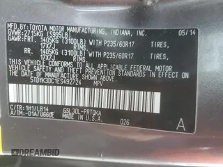 2014 Toyota Sienna XLE with VIN 5TDYK3DC1ES492724, listed as a Copart auction lot 51605245 with 112,079 mi miles and Salvage Title. Bid and sale history available at carsss.com. Image 16.