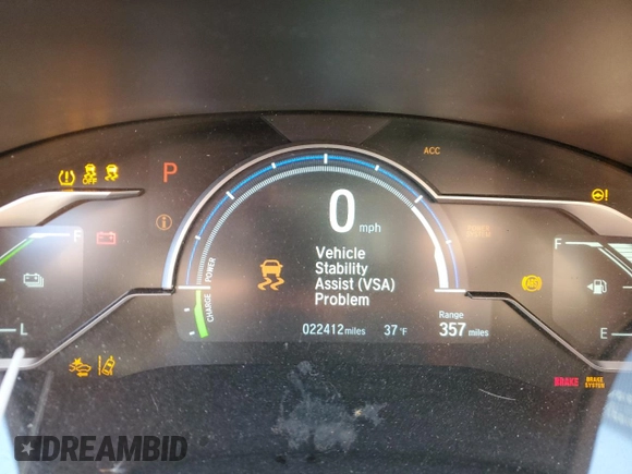 2018 Honda Clarity Plug-In Hybrid Touring with VIN JHMZC5F32JC008354, listed as a Copart auction lot 39157034 with 22,412 mi miles. Bid and sale history available at carsss.com. Image 9.