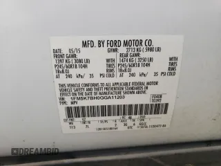 2016 Ford Explorer с VIN 1FM5K7BH0GGA11203, выставлен на аукционе Copart как лот 78330344 с пробегом 167 335 миль миль и Списание • Salvage title. История ставок и продаж доступна на DreamBid. Изображение 14.