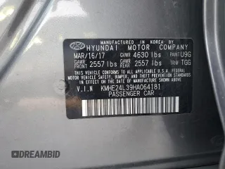 2017 Hyundai Sonata Hybrid SE with VIN KMHE24L39HA064181, listed as a Copart auction lot 82154673 with 84,134 mi miles. Bid and sale history available at carsss.com. Image 13.