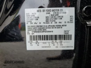 2023 Ford Explorer Platinum with VIN 1FM5K8HC9PGC05410, listed as a Copart auction lot 55442395 with Not provided miles and Salvage title. Bid and sale history available at DreamBid. Image 13.