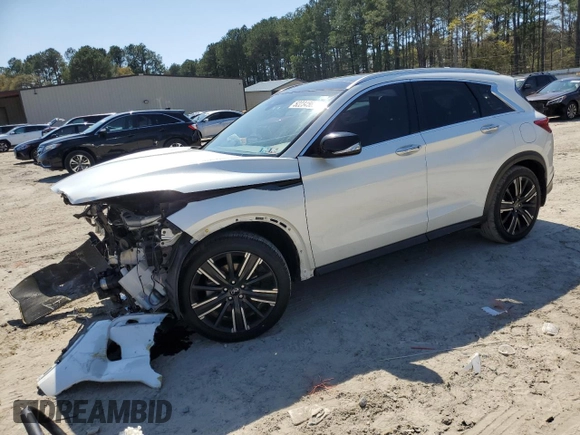 2021 Infiniti QX50 Luxe with VIN 3PCAJ5BB6MF124388, listed as a Copart auction lot 52234565 with 56,213 mi miles and Salvage Title. Bid and sale history available at DreamBid. Image 1.