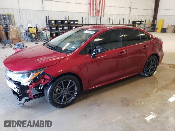 2022 Toyota Corolla LE with VIN JTDEPMAE9NJ201982, listed as a Copart auction lot 43121115 with 67,004 mi miles and Salvage Title. Bid and sale history available at carsss.com. Image 1.