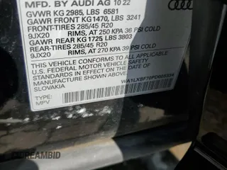 2023 Audi Q7 Premium Plus with VIN WA1LXBF70PD005334, listed as a Copart auction lot 61953055 with 43,136 mi miles and Salvage title. Bid and sale history available at DreamBid. Image 13.