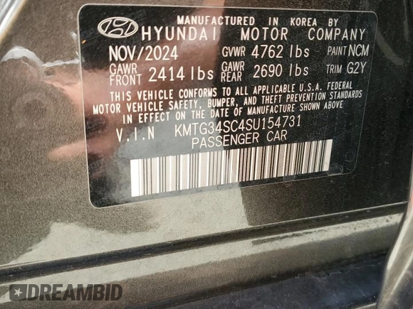 2025 Genesis G70 2.5T with VIN KMTG34SC4SU154731, listed as a Copart auction lot 58399565 with 11,260 mi miles and Clean title. Bid and sale history available at DreamBid. Image 12.