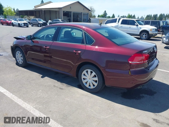 2013 Volkswagen Passat S with VIN 1VWAP7A31DC029851, listed as a IAAI auction lot 42191963 with 24,862 mi miles and . Bid and sale history available at DreamBid. Image 3.