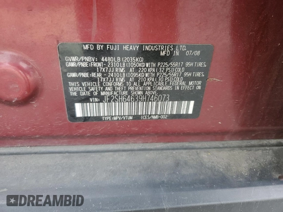 2009 Subaru Forester X Limited z VIN JF2SH64639H746073, wystawiony jako Copart lot #46571445 z przebiegiem 146 749 mil mil oraz Szkoda całkowita • Salvage title. Historia ofert i sprzedaży dostępna na DreamBid. Obrazek 13.