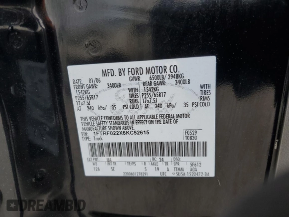 2006 Ford F-150 STX with VIN 1FTRF022X6KC52615, listed as a Copart auction lot 47594435 with 113,143 mi miles and Salvage Title. Bid and sale history available at carsss.com. Image 12.
