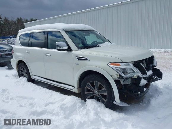 2019 Nissan Armada Platinum with VIN JN8AY2NE0K9758307, listed as a IAAI auction lot 41492623 with 82,373 mi miles. Bid and sale history available at carsss.com. Image 1.