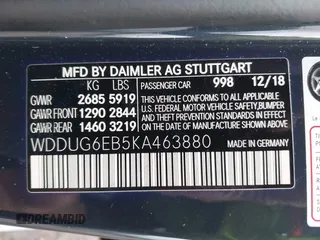 2019 Mercedes-Benz S 450 z VIN WDDUG6EB5KA463880, wystawiony jako IAAI lot #42230868 z przebiegiem 42 589 mil mil oraz . Historia ofert i sprzedaży dostępna na DreamBid. Obrazek 9.