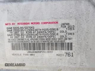 2015 Mitsubishi Outlander GT with VIN JA4JZ4AX4FZ013037, listed as a IAAI auction lot 41683425 with 172,700 mi miles and . Bid and sale history available at DreamBid. Image 9.