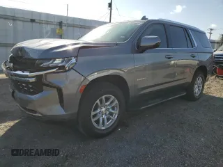 2021 Chevrolet Tahoe LS with VIN 1GNSCMKD8MR454528, listed as a Copart auction lot 48885955 with 63,255 mi miles and Salvage title. Bid and sale history available at DreamBid. Image 1.