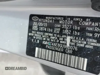 2016 Hyundai Accent SE with VIN KMHCT4AE8GU983076, listed as a Copart auction lot 50184595 with 90,658 mi miles and Salvage Title. Bid and sale history available at carsss.com. Image 14.
