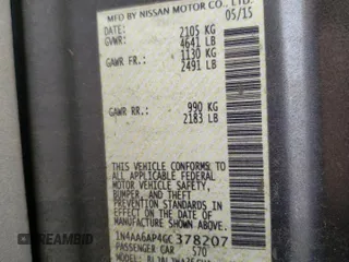 2016 Nissan Maxima S с VIN 1N4AA6AP4GC378207, выставлен на аукционе Copart как лот 58062195 с пробегом 107 167 миль миль и Списание • Salvage title. История ставок и продаж доступна на DreamBid. Изображение 13.